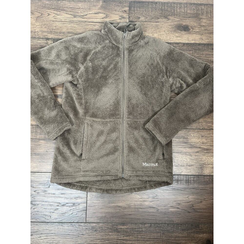 Marmot Women's Hiking Sherpa Teddy Fleece Jacket Full Zip Brown Size L